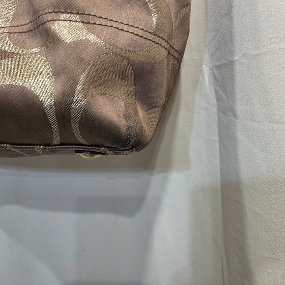 Coach Satchel Purse Brown Signature Jacquard Fabric Silver Hardware - Picture 8 of 16